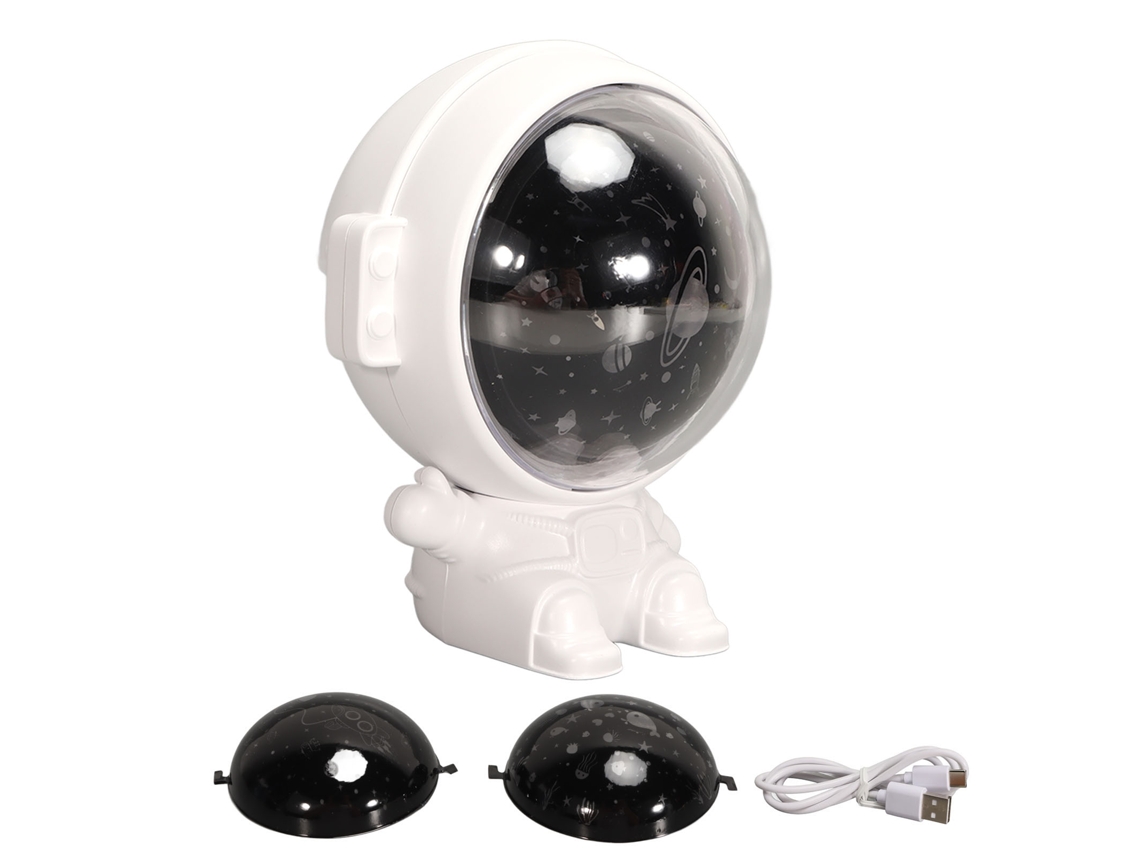 Lámpara Proyectora Astronauta Giratoria Con Batería De Litio 4.1w Luz Nocturna 5v 1a Para Dormitorio Blanco