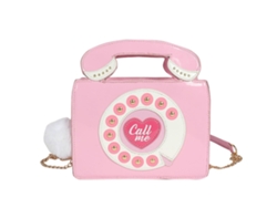 Bolso y cartera retro para mujer con forma de teléfono, con correa superior para móvil, rosa