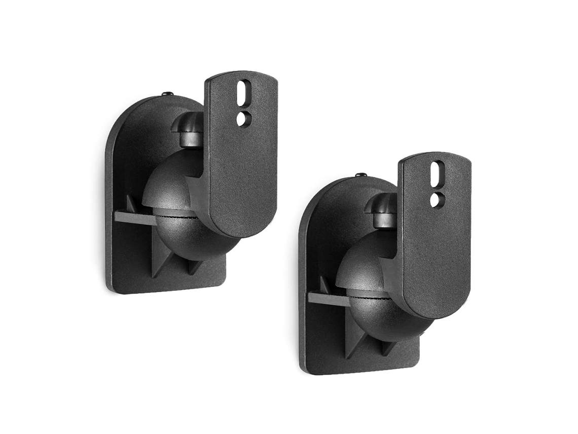 2 Suportes De Parede Para Alto-falantes Ajustáveis Nylon Para Estante Som Surround Preto 3,5kg