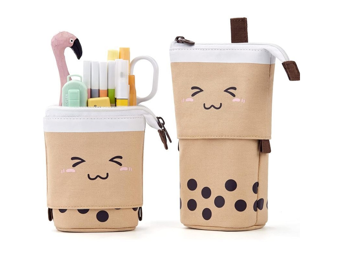 2026rebe-estuche De Lápices Cute Boba Tea Con Cremallera De Alta Calidad Y Bolsillos Internos Para Estudiantes Y Adultos Marrón