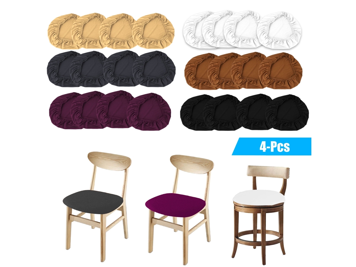 4 Piezas de Fundas para Sillas de Spandex Elástico, Protectores para Sillas de Comedor y Cocina, Ajustables, para Sillas Redondas y Cuadradas NEVEANCE