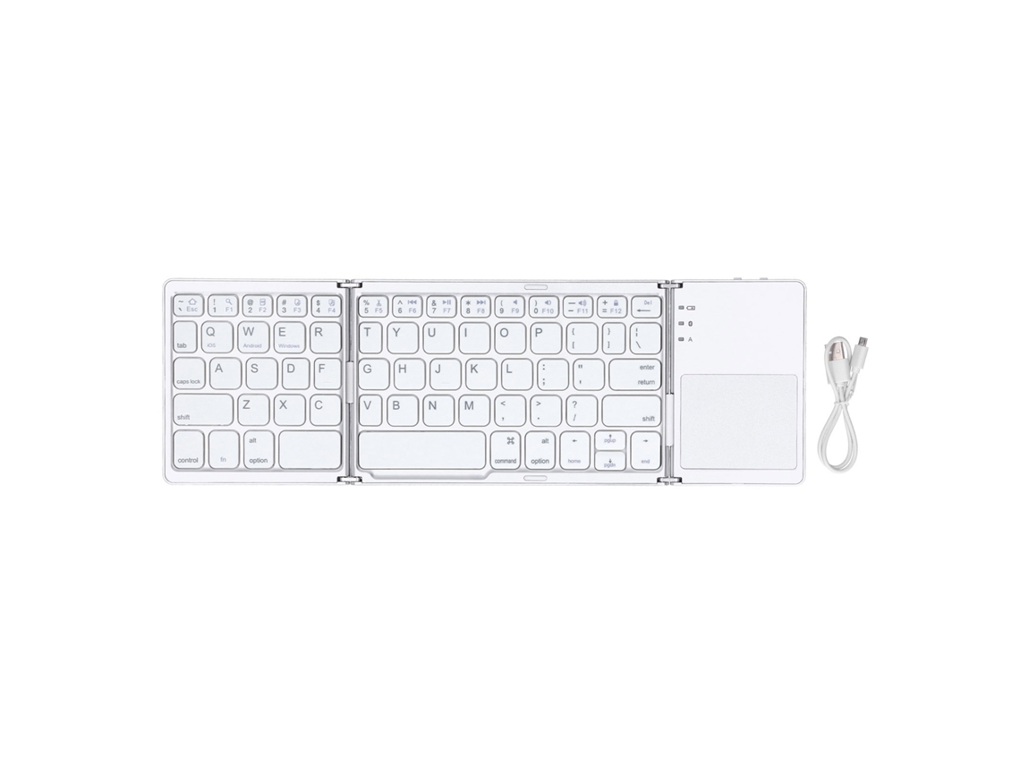 Teclado Bluetooth Portátil Plegable Con Panel Táctil, Recargable, 63 Teclas, Compatible Con Ios/windows/android, Color Plata.