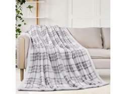 Rebe-manta Suave Plaid Para Sofá Cama Navideña Lana Flannel Peluda 51x59 Pulgadas Gris