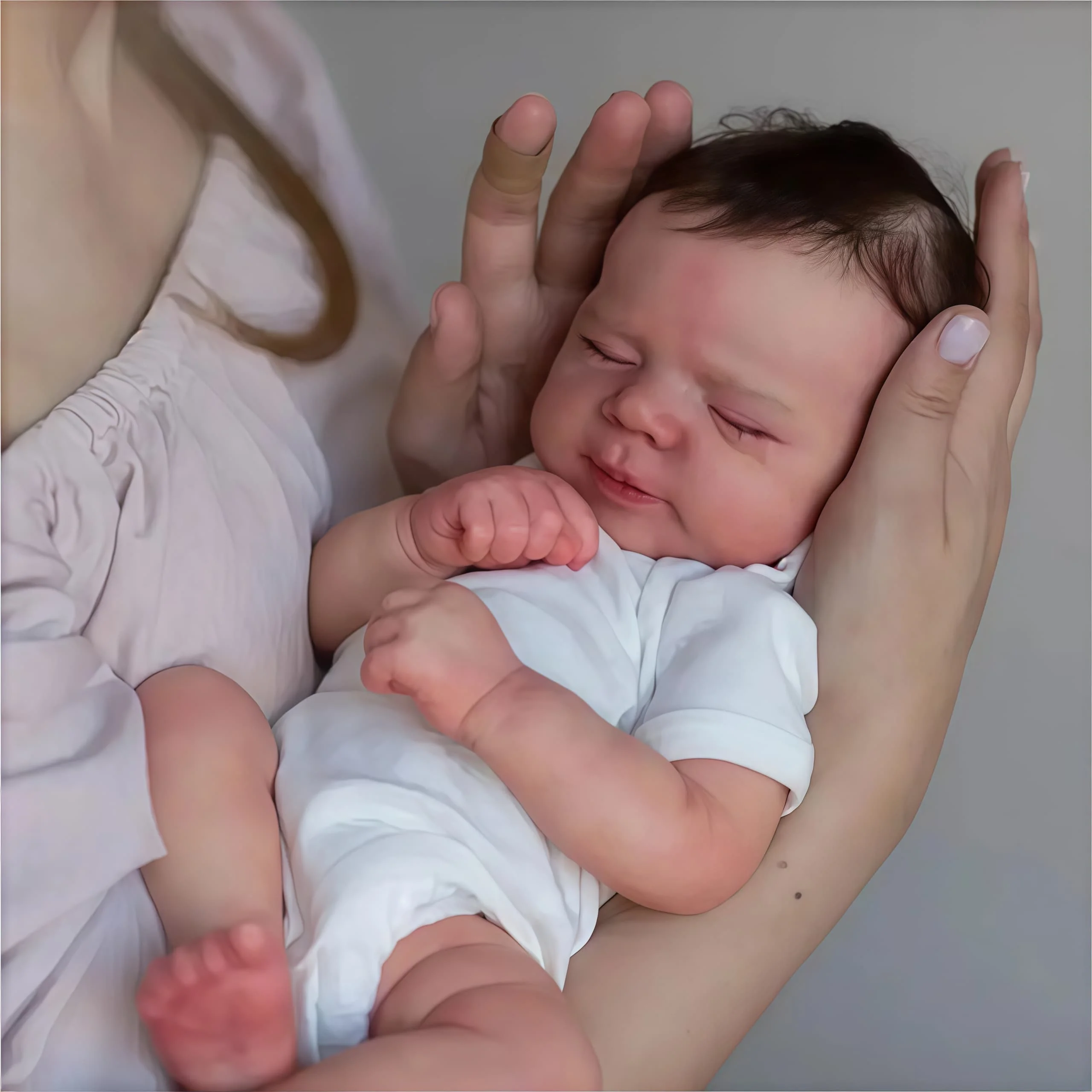 Una Muñeca Renacida Terminada De 48 Cm, Una Muñeca De Arte Hecha A Mano Que Parece Un Bebé Real, Con Piel Pintada En 3d.
