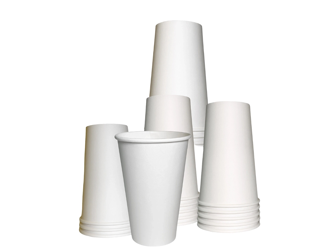 Vasos de papel blancos desechables de 16 oz (50 unidades) para café, té, capuchino, chocolate caliente, chai y chai latte. Ecoquality Truyuety.