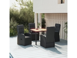 Juego de comedor de jardín de 5 piezas con cojines, mimbre sintético negro, DKD Home Decor