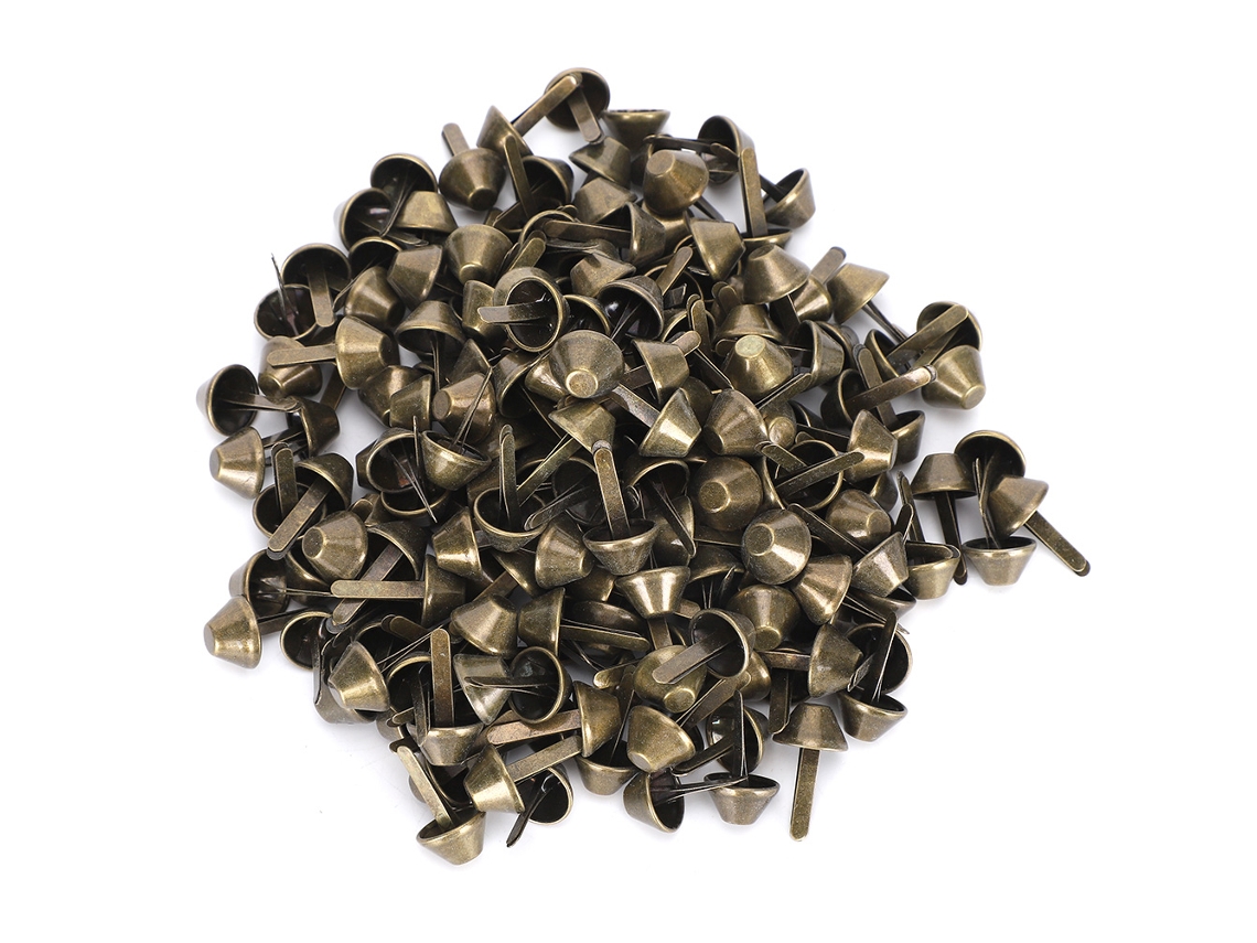 200 Pasadores Planos De Latón Antiguo De 12 Mm Para Marroquinería Y Bolsos.