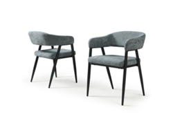 Juego de 2 sillas de comedor Kohlmand tapizadas en tela gris oscuro [EN.CASA]