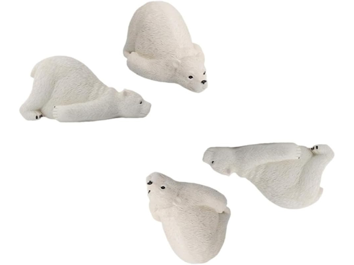 Juego de 4 tapas de inodoro de resina resistente con forma de oso polar - Fo Gokoco