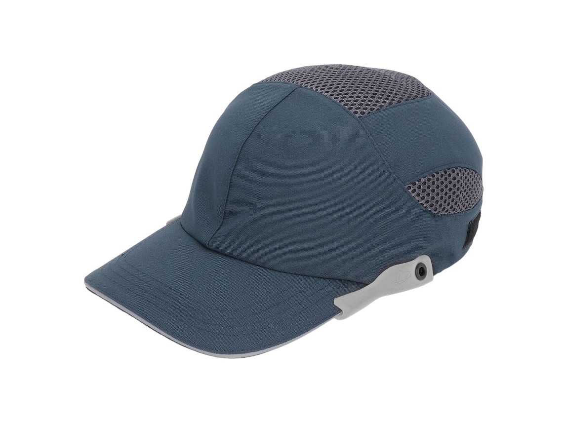 Gorra De Béisbol Antichoque, Segura, Ajustable, Transpirable, Azul Con Visera Gris.