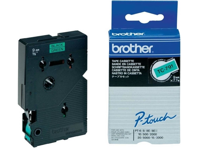 Cinta Laminada BROTHER TC-791 Negro sobre verde
