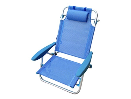 Silla Plegable de Playa con Cojín 4 Posiciones de Aluminio y Textileno Azul TIENDA EURASIA