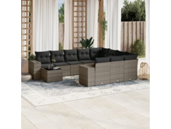 Conjunto de sofás de jardín de 11 piezas DKD Home Decor con cojines de mimbre gris