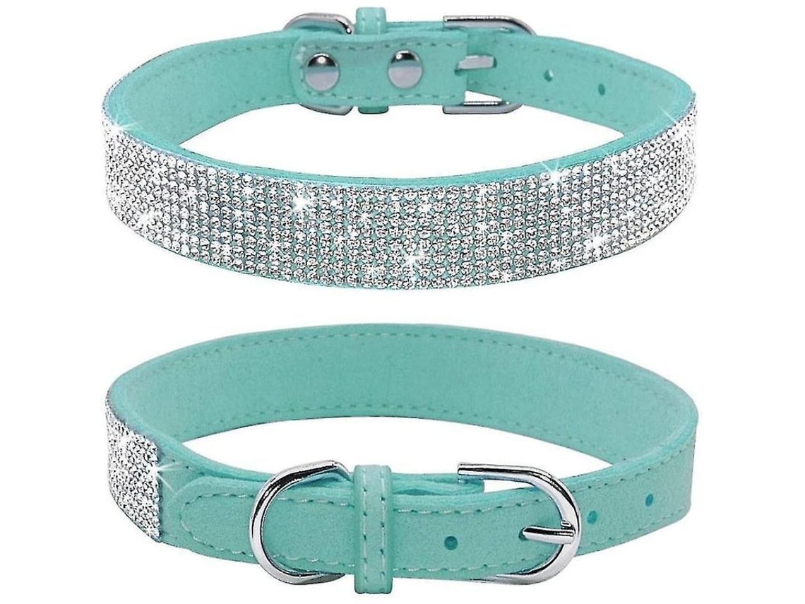 2026-collar De Perro Con Piedras Rhinestone, Cuero Suave De Gamuza, Ajustable Con Hebilla, Para Perros Y Gatos, Talla Xs, Negro