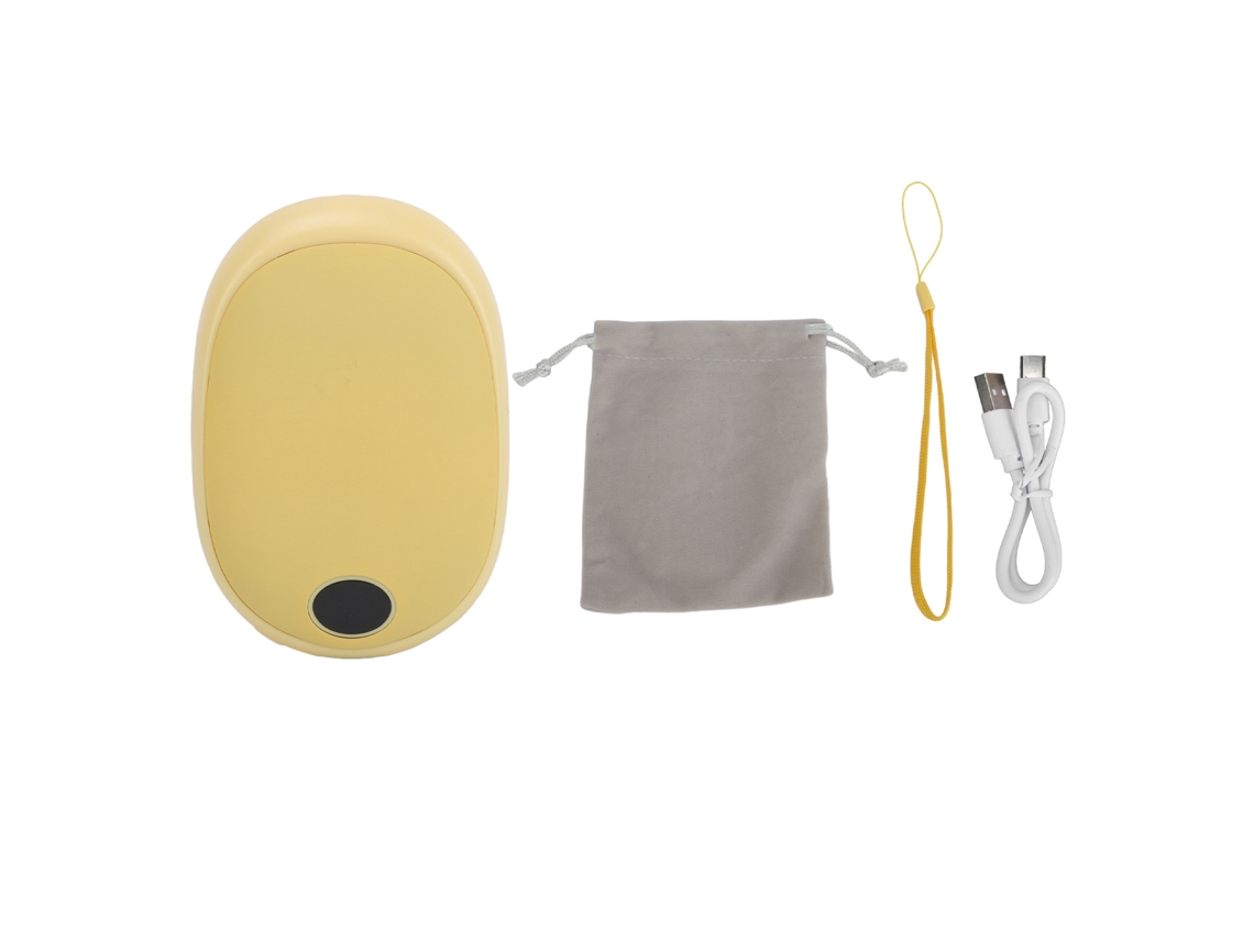Calentador De Manos Eléctrico Recargable Ajustable Con Pantalla Lcd Portátil Usb Para Invierno Amarillo