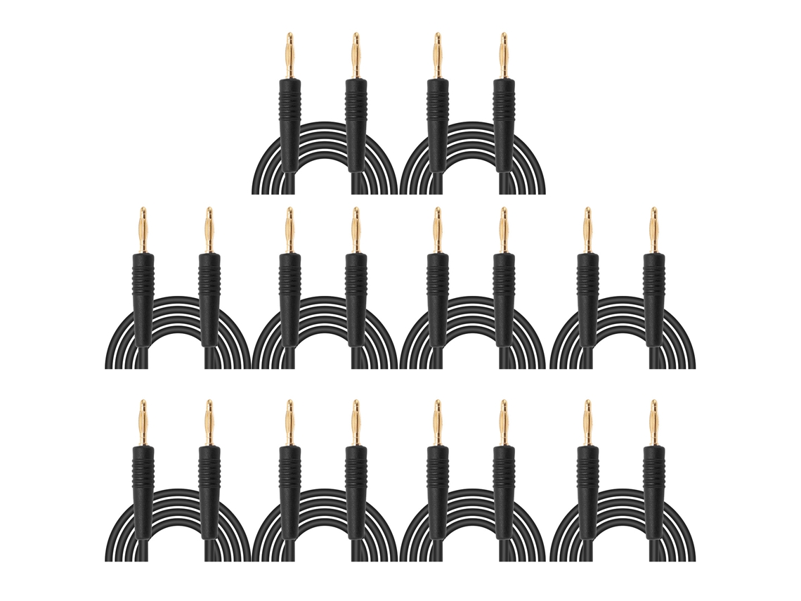 Juego De 10 Cables De Prueba, Conectores Banana Macho-macho Soldados, 0,44 Mm², Color Negro, Para Uso Doméstico E Industrial.