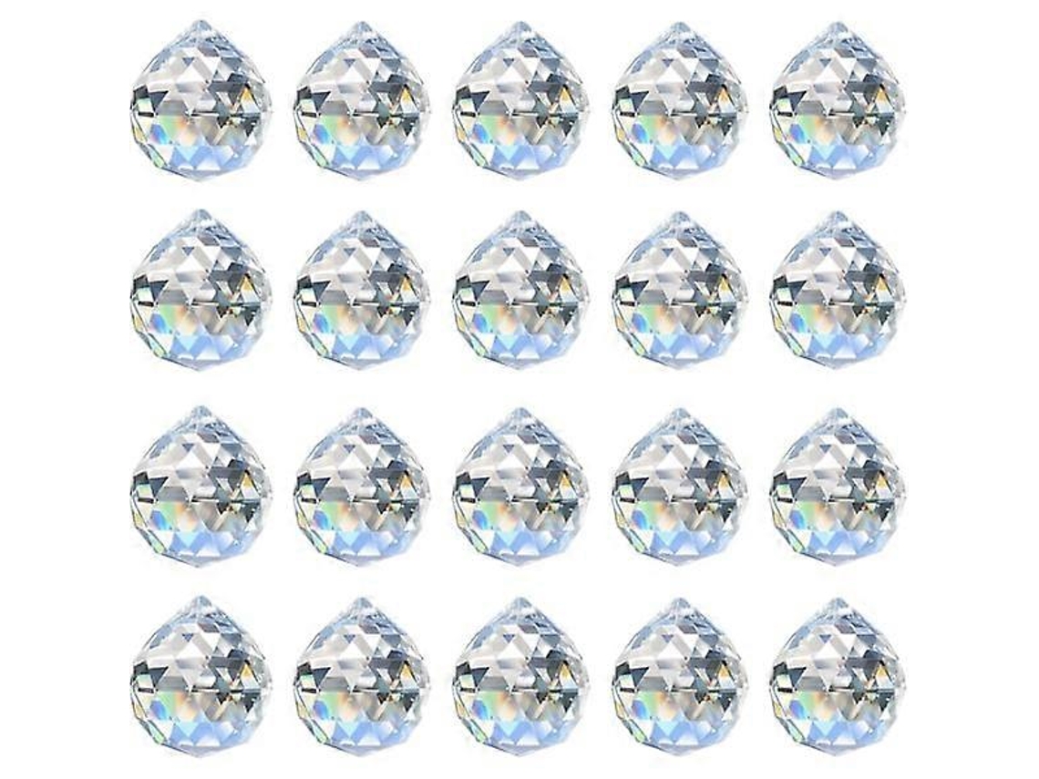 Kit de 20 bolas de cristal de 20 mm (0,8") con prismas de arcoíris para colgar en ventanas