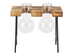 Jarrón De Cristal Para Plantas Hidropónicas Con Soporte De Madera Para Mesa, Hogar, Oficina O Jardín (2 Unidades)
