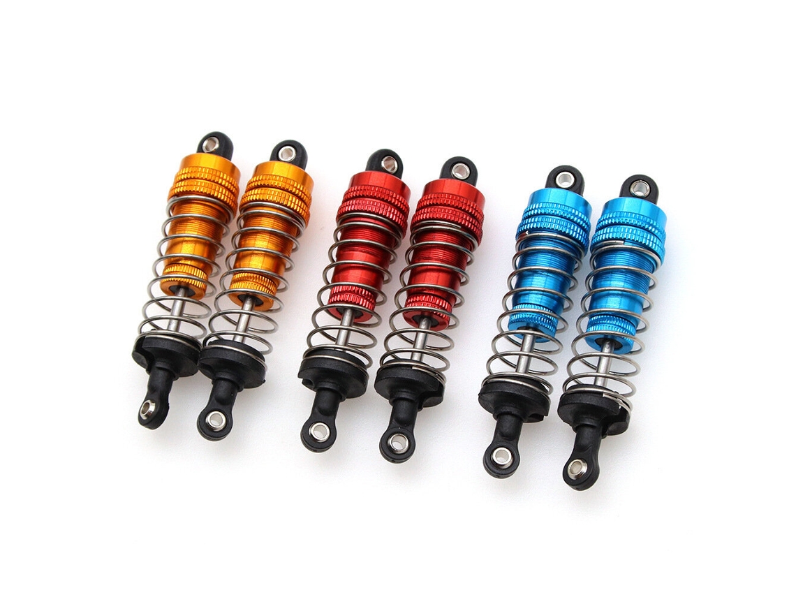 Amortiguadores Metálicos Delanteros Y Traseros Rojos (2 Unidades) Para Coche Rc Wltoys 144001