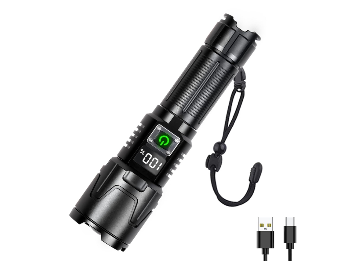 Linternas de alto lúmenes Linternas recargables con pantalla de potencia digital Linterna súper brillante de 4500 lúmenes Luz de flash con YEMAESRE
