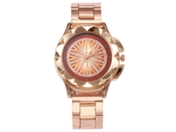 Reloj De Pulsera De Cuarzo Para Mujer Vansvar Con Diamantes De Imitación Y Esfera Redonda Marrón.