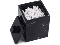 2026-organizador De Baño Con Tapa De Resina Imitación Mármol Negro Para Almacenar Cotton Swabs Y Accesorios De Maquillaje