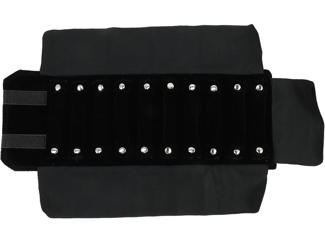 Estuche Viaje Joyas Organizador Portátil Anillos Enrollable Negro Almacenamiento Práctico Seguro Regalo Mujer