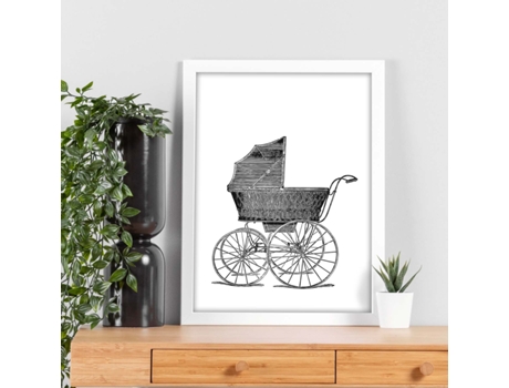 Póster NACNIC de Carrito de Bebe con Objetos Vintage.