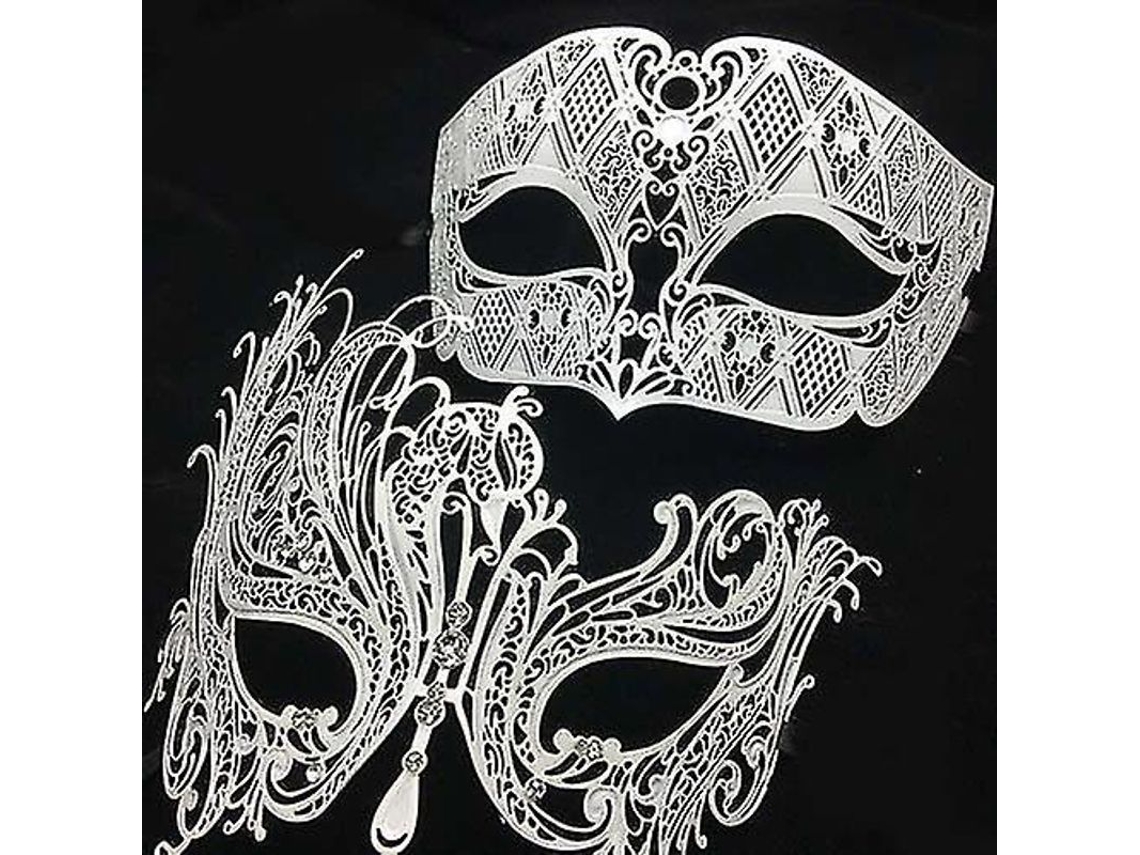 Máscara Nocturna De Metal Dorado, Plateado Y Negro Cortada Con Láser Para Parejas, Ideal Para Bodas, Halloween Y Carnaval.
