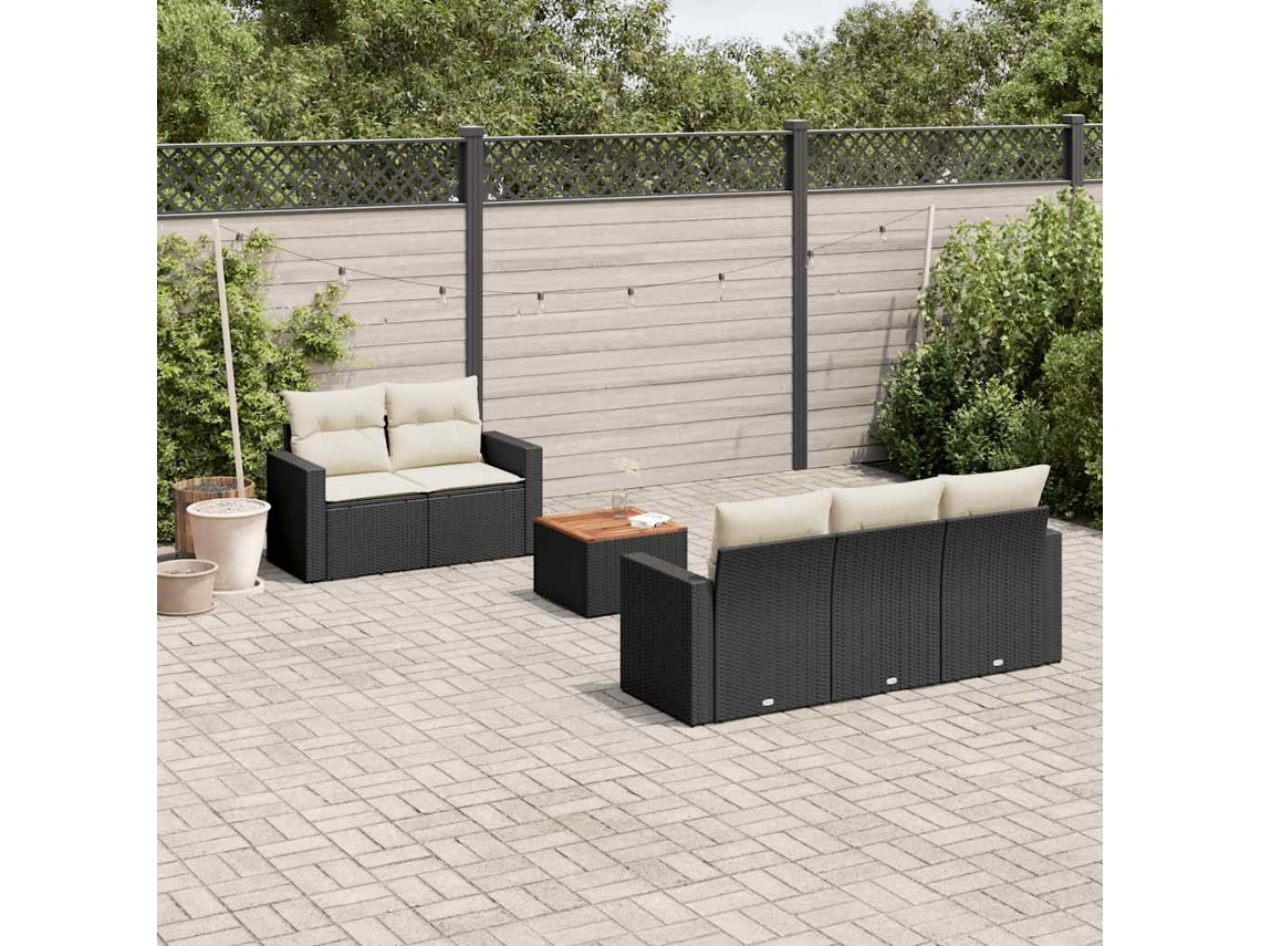 Conjunto de sofás de jardín de 6 piezas DKD Home Decor con cojines de mimbre negros