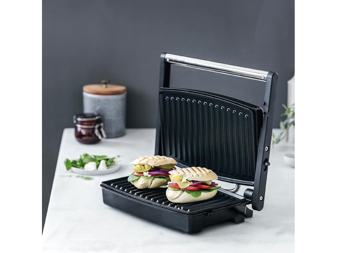 Mini Grill Abatible Parrilla Eléctrica Y Plancha de Asar Con Apertura 180º 32X27X11 Cm LACOR