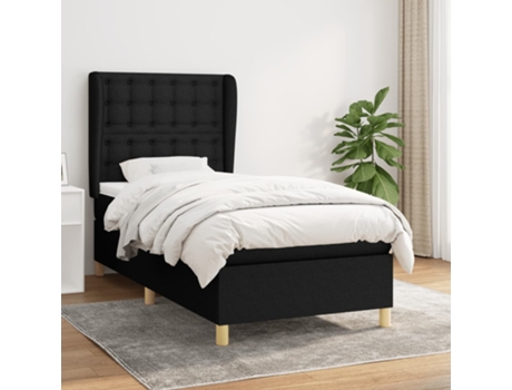 vidaXL Cama con somier y colchón 90x190 cm tela negra