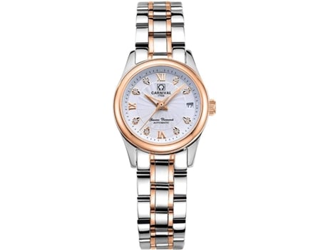 Reloj automático VEANXIN resistente al agua de acero inoxidable para mujer-Oro