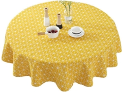 Rebe-mantel Redondo De Algodón Lino A Rayas Floral Lavable Resistente A Manchas Decorativo Nordic 60x60 Pulgadas
