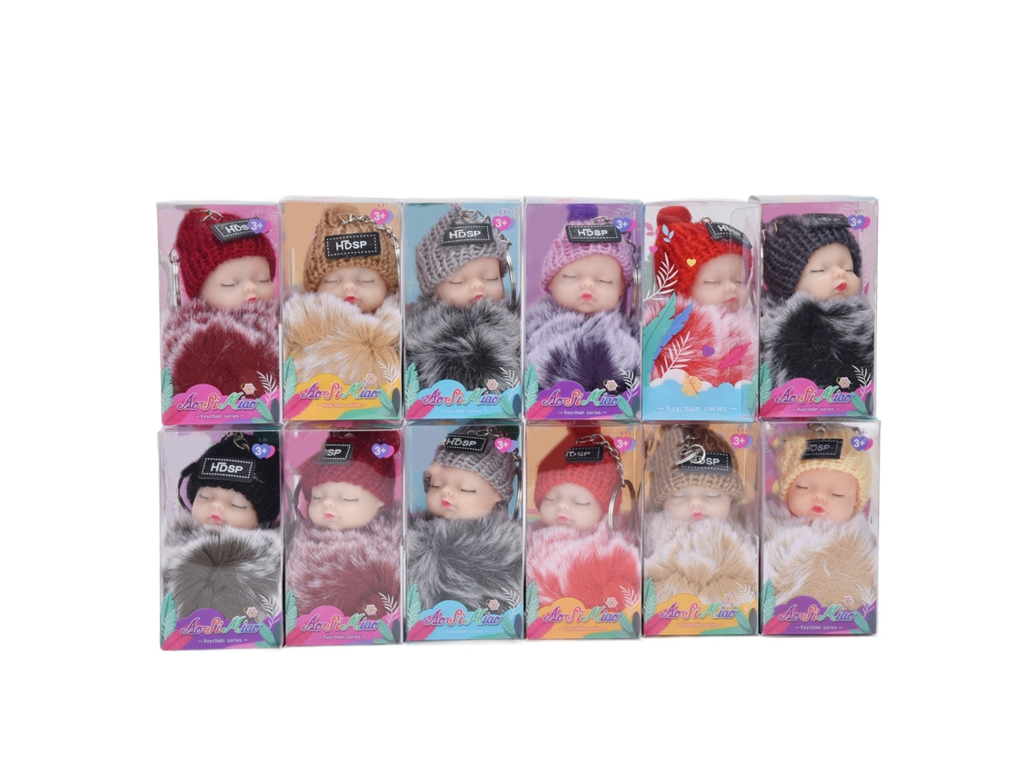 2026 12 Llaveros De Muñeca Bebé Dormido Peludo Bonito, Porta Monederos Y Bolso, Colgante De Encanto
