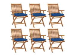 Sillas de jardín plegables de teca maciza de 6 piezas con cojines DKD Home Decor