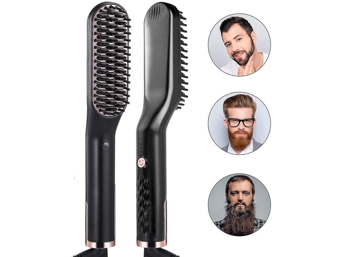 Cepillo alisador 3 en 1 para cabello y barba, de calentamiento rápido y multifuncional, para un peinado impecable en minutos. Yunzii