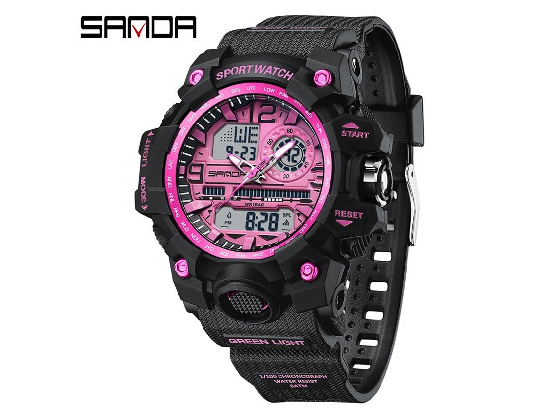 Reloj Deportivo Multifuncional, Moderno Y Elegante (negro/morado para Mujer) Con Acabado Luminoso.