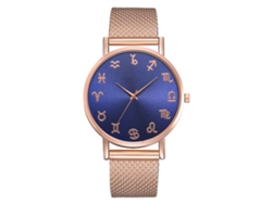 Relógio De Pulseira Casual Para Homens Com Mostrador Redondo Decorativo De Quartzo (ouro Rosa)