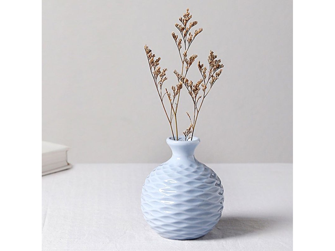 Jarrón De Cerámica Con Forma De Macaron Para Arreglos Florales Ikebana (azul) Para Hidroponía Decorativa