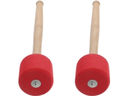 Conjunto De 2 Baquetas Vermelhas Para Bumbo Com Cabos De Madeira.