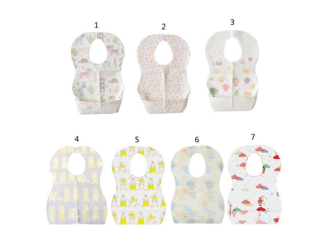 Baberos desechables para bebés y niños pequeños, 10 piezas, modernos, con bolsillo para la alimentación, paño para eructar, toalla para saliva para niños y niñas, con volantes