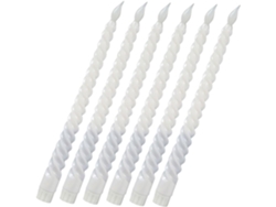 Juego de 6 velas blancas en forma de cono retorcido, 30 cm, hechas de cera natural, sin llama y con iluminación LED. SFUSHOS