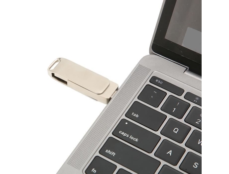 HURRISE Memoria para Teléfono USB 3.0 Tipo C 2 en 1 Unidad Flash Portátil de Metal Giratoria para Computadora Plata 32 Gb