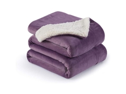 2026-manta Reversible Sherpa Flannel Ultra Suave Microfibra 50x60 Pulgadas Morado Cassis