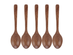 Juego De 5 Cucharas De Madera De Wengué Duraderas Y Resistentes Al Calor, Sin Puentes, Ideales Para Regalos De Cocina.
