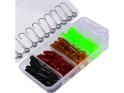 Kit De 35 Señuelos Suaves De Silicona Para Pesca Con Caja De Señuelos Artificiales, Anzuelos Jig Para Agua Dulce Y Salada