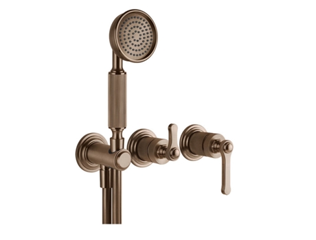 Mezcladora monomando de bañera/ducha Gessi Venti20 lista para montar, con curva de conexión a la pared, cartucho de desvío de 2 vías, montaje en