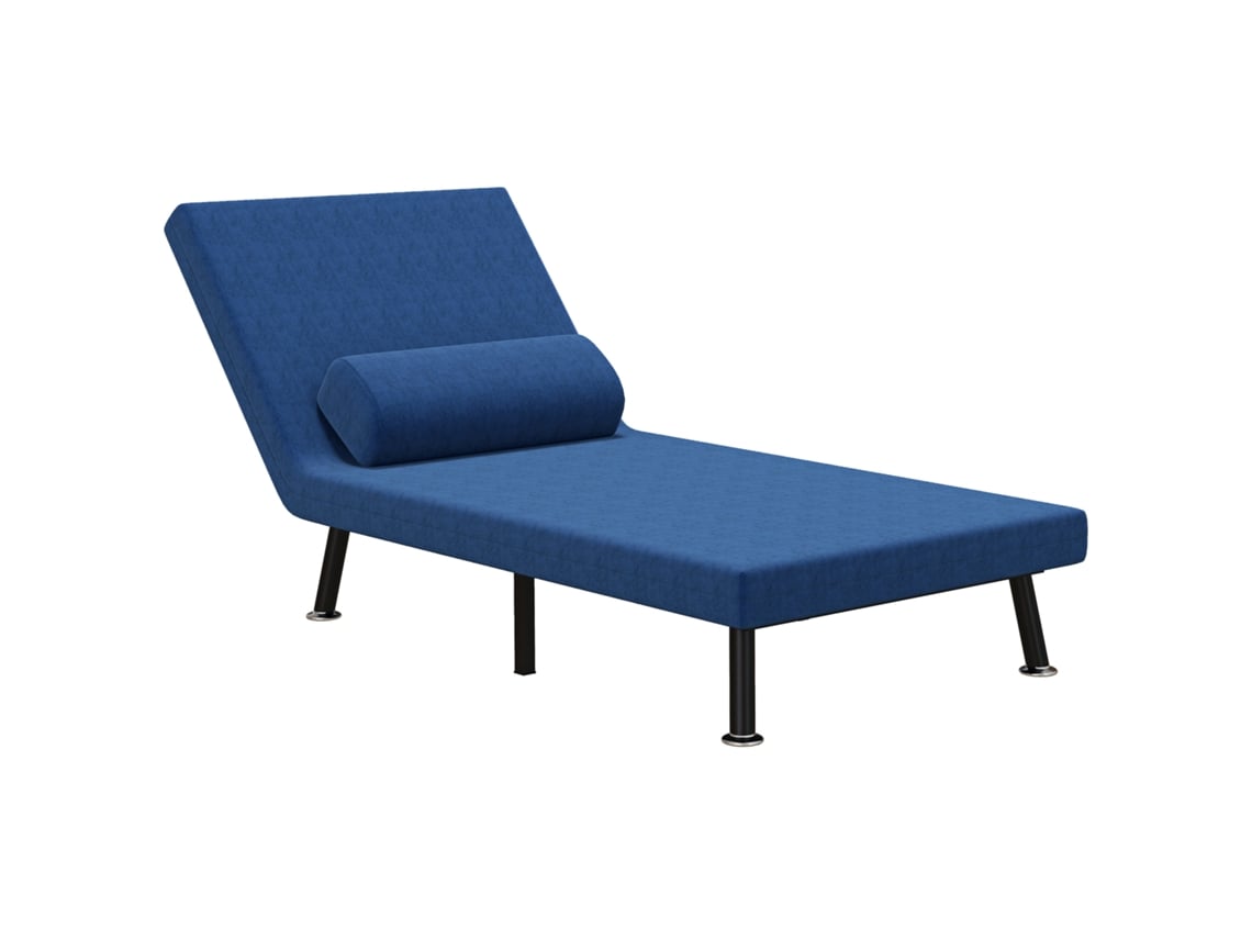 Poltrona-cama Com Encosto Ajustável Em 5 Posições, Em Tecido Com Efeito Linho E Aço, 75x70x75 Cm, Azul Escuro