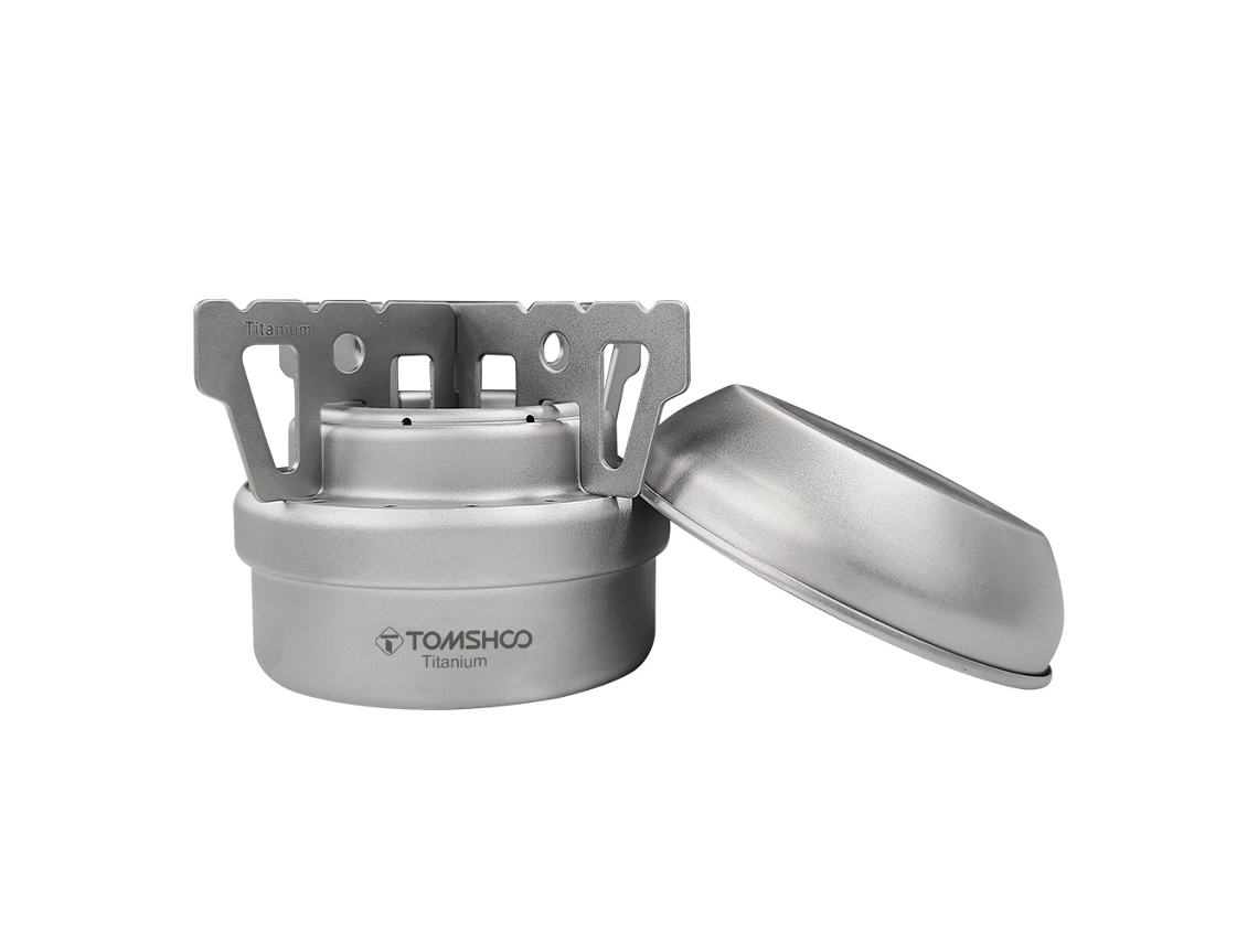 Fogão De Camping Portátil A Álcool Mini Com Suporte De Titânio Para Mochilismo Sobrevivência Eficiência De Queima